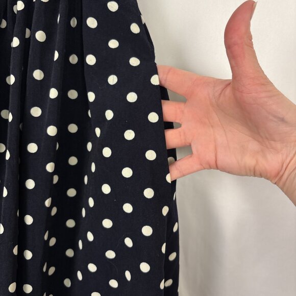 Everly Dress Women's Small Navy White Polka Dot Fit-and-Flare V-Neck Pockets - Picture 7 of 14